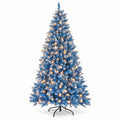 Airfind 6/7/8/9 FT Artificial Christmas Tree with 767 Snowy Branch Tips-6 FT, PVC Metal Frame, 3.1 x 6 ft Footprint, Blue