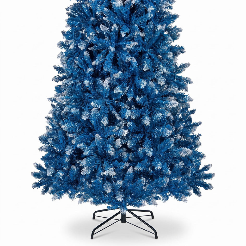 Airfind 6/7/8/9 FT Artificial Christmas Tree with 767 Snowy Branch Tips-7 FT, PVC Metal Frame, 3.1 x 6 ft Footprint, Blue
