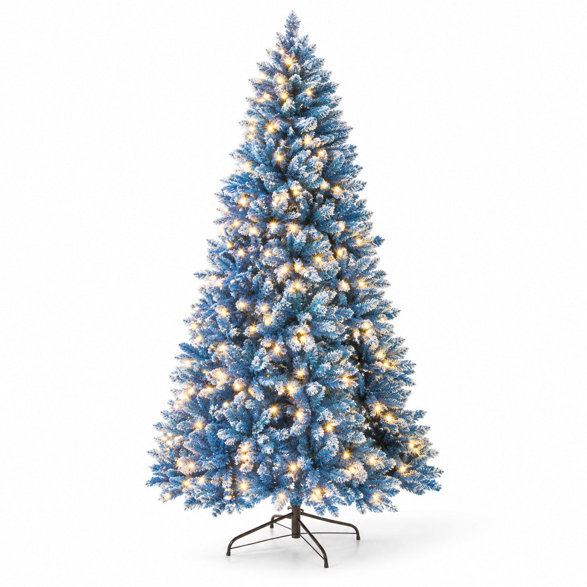 Airfind 6/7/8/9 FT Artificial Christmas Tree with 767 Snowy Branch Tips-8 FT, PVC Metal Frame, 3.1 x 6 ft Footprint, Blue
