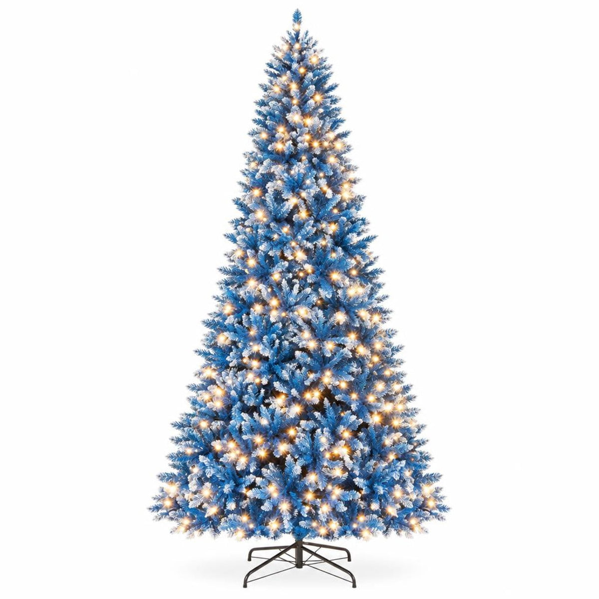 Airfind 6/7/8/9 FT Artificial Christmas Tree with 767 Snowy Branch Tips-9 FT, PVC Metal Frame, 3.1 x 6 ft Footprint, Blue