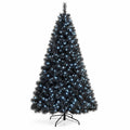 Airfind 6/7/8 Feet Black Artificial Halloween Christmas Tree with PVC Branch Tips and 210/320/450 Cool White LED Lights, Black