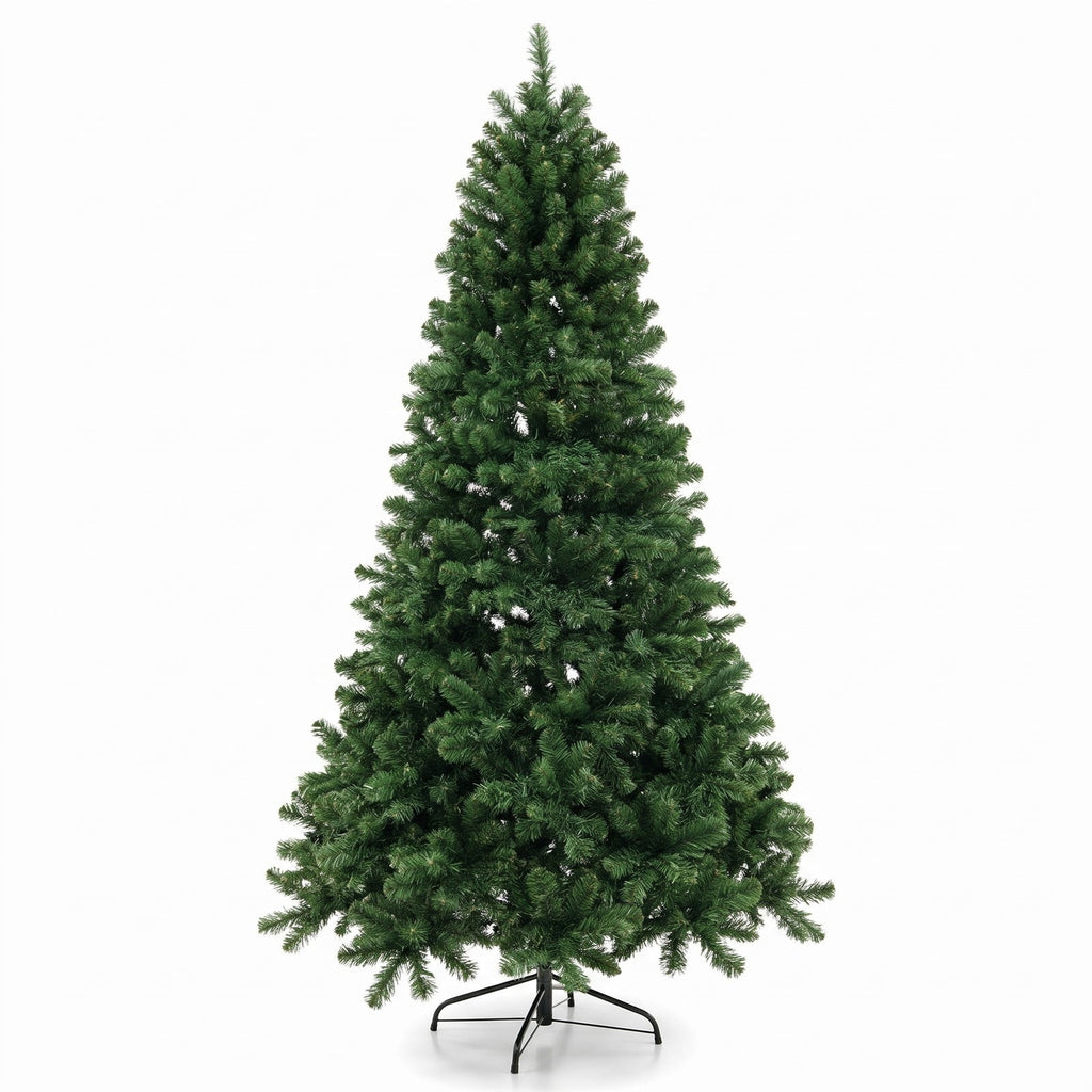 Airfind 6/7/8 Feet Hinged Christmas Tree with PVC Branch Tips Warm White LED Lights-6 ft, PVC Metal Frame, White