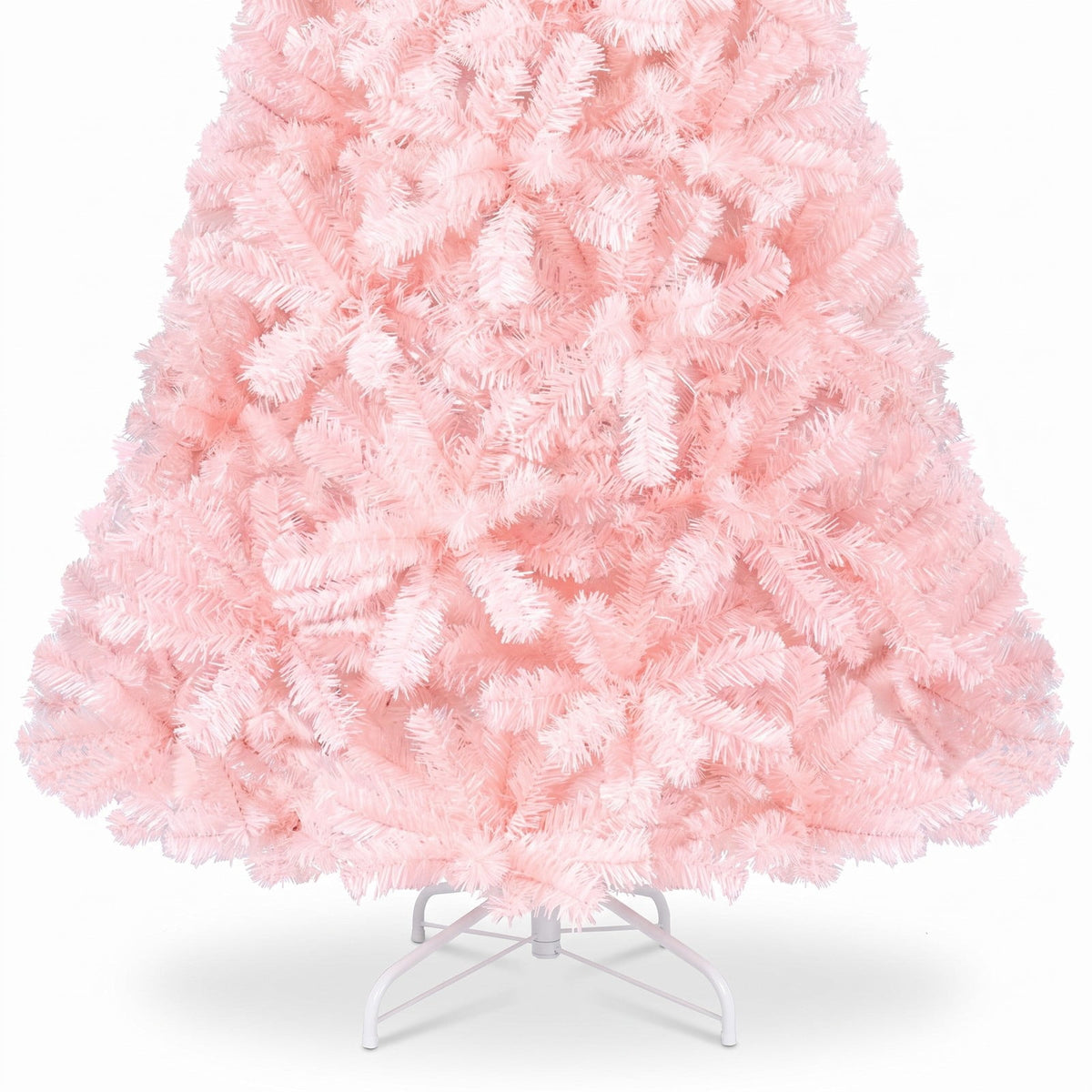 Airfind 6/7 Feet Artificial Christmas Tree Hinged Full Fir Tree-6 Feet, PVC Metal Tree Height 7 ft 6 ft Tree Width 4.1 ft 3.4 ft Frame, Pink