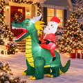 Airfind 6.7 Feet Christmas Inflatable Santa Claus Ride on Dinosaur with Built, Polyester Fabric Frame, 6.7 ft x 3 ft x 6 ft Footprint, Multi-color