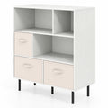 Airfind 6-Cube Bookshelf with 3 Removable Folding Fabric Drawers for Living Room, 330 lbs Capacity, Metal Engineered Wood Frame, White