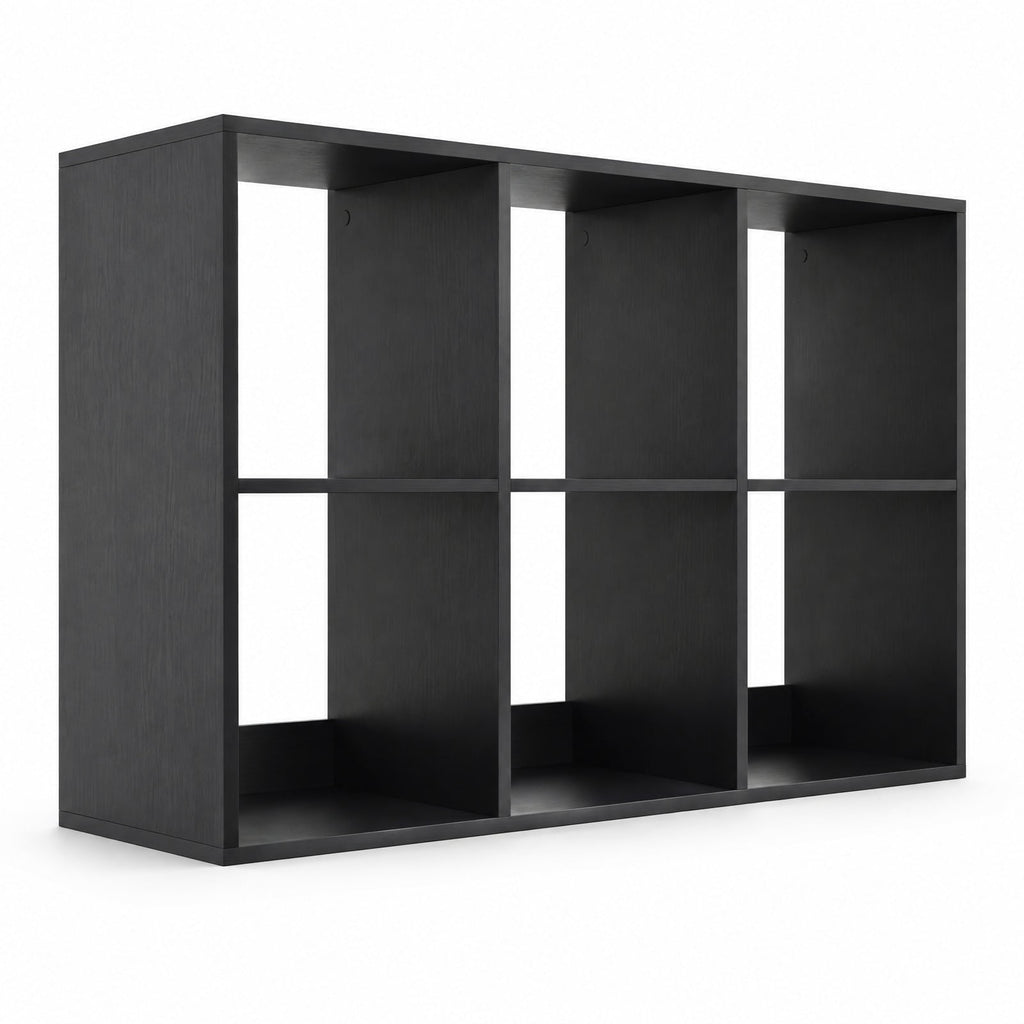 Airfind 6 Cube Bookshelf with Back Guardrail for Living Room Bedroom, 154 lbs Capacity, Engineered Wood Frame, 41 Inch x 13 Inch x 27.5 Inch Footprint, Black