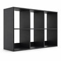 Airfind 6 Cube Bookshelf with Back Guardrail for Living Room Bedroom, 154 lbs Capacity, Engineered Wood Frame, 41 Inch x 13 Inch x 27.5 Inch Footprint, Black
