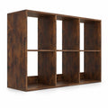 Airfind 6 Cube Bookshelf with Back Guardrail for Living Room Bedroom, 154 lbs Capacity, Engineered Wood Frame, 41 Inch x 13 Inch x 27.5 Inch Footprint, Brown