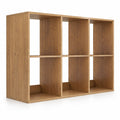 Airfind 6 Cube Bookshelf with Back Guardrail for Living Room Bedroom, 154 lbs Capacity, Engineered Wood Frame, 41 Inch x 13 Inch x 27.5 Inch Footprint, Natural