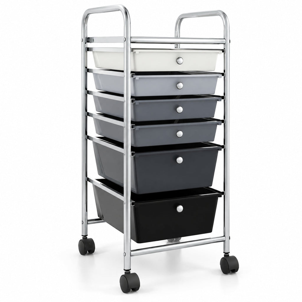 Airfind 6 Drawers Rolling Storage Cart Organizer, Steel Frame, 17 x 13.5 x 30 Footprint, Black, Perfect for any room where space is limited