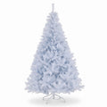 Airfind 6 Feet Artificial Christmas Tree Hinged Pre-Lit Xmas Tree with 11 Lighting Modes, White, Diameter of Stand 18 Inch /22 Inch