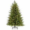 Airfind 6 Feet Artificial Christmas Tree with 2116 Lush PVC Branch Tips and 300 Warm White LED Lights, PVC PE Metal Frame, Green