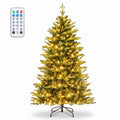 Airfind 6 Feet Artificial Xmas Tree Hinged with 11 Lighting Modes and Remote Control-6 ft, Green, Diameter of Stand 18/20/22