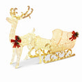 Airfind 6 Feet Christmas Lighted Reindeer and Santas Sleigh Decoration with 4 Stakes, Steel tinsel Frame, 19.5 x 72.5 x 48.5 Footprint