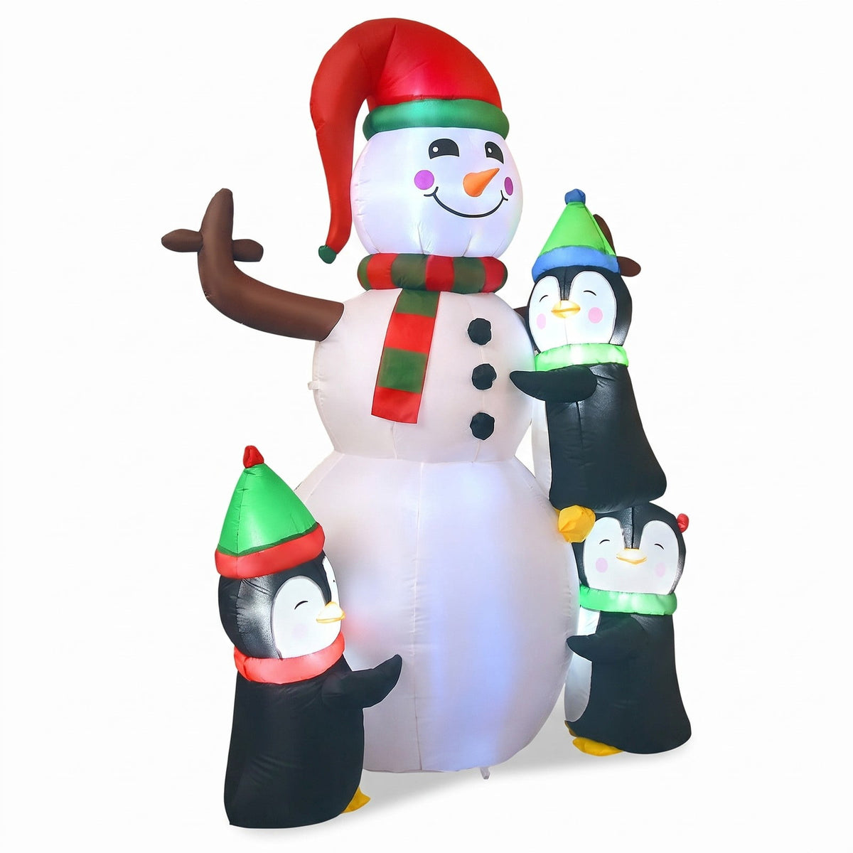 Airfind 6 Feet Christmas Quick Inflatable Snowman with Penguins, Polyester fabric Frame, 4 ft x 2.6 ft x 6 ft Footprint, Multicolor