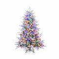 Airfind 6 Feet Flocked Christmas Tree with 8 Lighting Modes and Multi-Color LED Lights-6 ft, Green and White