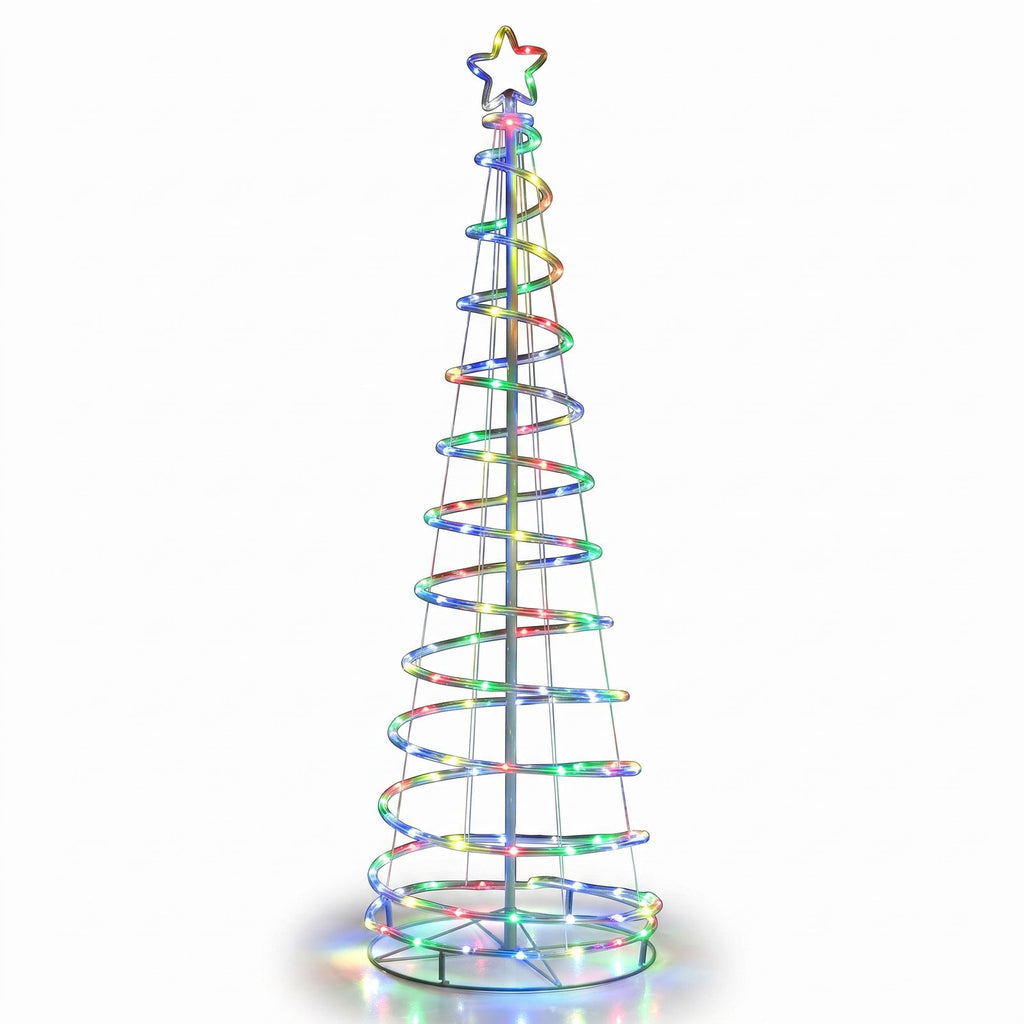 Airfind 6 Feet Light Up Spiral Christmas Tree with Tree Top Star, PVC Metal Tree Height: 6 ft Tree Width: 21.5in Frame, White