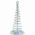 Airfind 6 Feet Light Up Spiral Christmas Tree with Tree Top Star, PVC Metal Tree Height: 6 ft Tree Width: 21.5in Frame, White