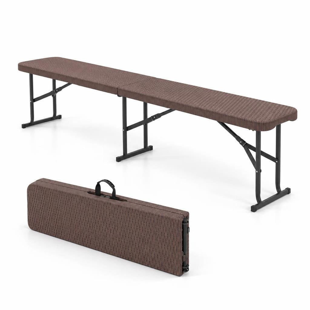 Airfind 6 Feet Plastic Folding Bench Picnic Camping Dining Seat with Carrying Handle, 660 lbs Capacity, Metal HDPE Frame, 72 x 11 x 17 Footprint