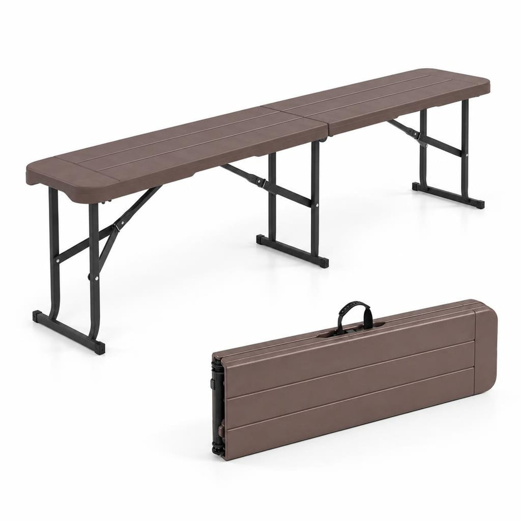 Airfind 6 Feet Plastic Folding Bench Picnic Camping Dining Seat with Carrying Handle, 660 lbs Capacity, Metal HDPE Frame, 72 x 11 x 17 Footprint