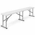 AIRFIND Folding Bench, 6 ft Portable HDPE Picnic Seat with Carrying Handle, Locking Metal Legs and Non-Slip Feet, 660 lb Capacity, White