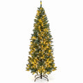 Airfind 6 Feet Pre-Lit Artificial Christmas Tree with 618 Snowy Branch Tips, PVC Metal Tree Height 150 cm Tree Width 48 cm Frame, Blue+Green