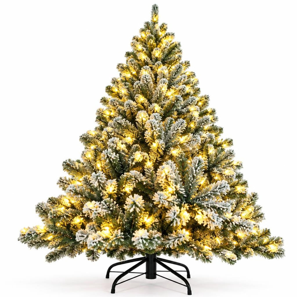 Airfind 6 Feet Pre-lit Snow Flocked Hinged Christmas Tree with 928 Tips and Metal Stand-6 ft, PVC metal Frame, 3.4 x 6/4 x 7/4.9 x 8 Footprint