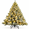 Airfind 6 Feet Pre-lit Snow Flocked Hinged Christmas Tree with 928 Tips and Metal Stand-6 ft, PVC metal Frame, 3.4 x 6/4 x 7/4.9 x 8 Footprint