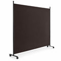 Airfind 6 Feet Single Panel Rolling Room Divider with Smooth Wheels, Metal polyester Frame, 73 x 12 x 73 Footprint, Brown