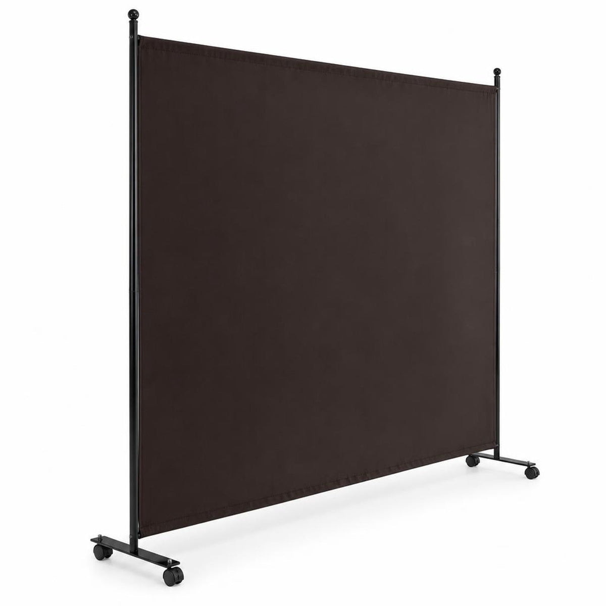 Airfind 6 Feet Single Panel Rolling Room Divider with Smooth Wheels, Metal polyester Frame, 73 x 12 x 73 Footprint, Brown