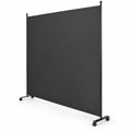 Airfind 6 Feet Single Panel Rolling Room Divider with Smooth Wheels, Metal polyester Frame, 73 x 12 x 73 Footprint, Dark Gray