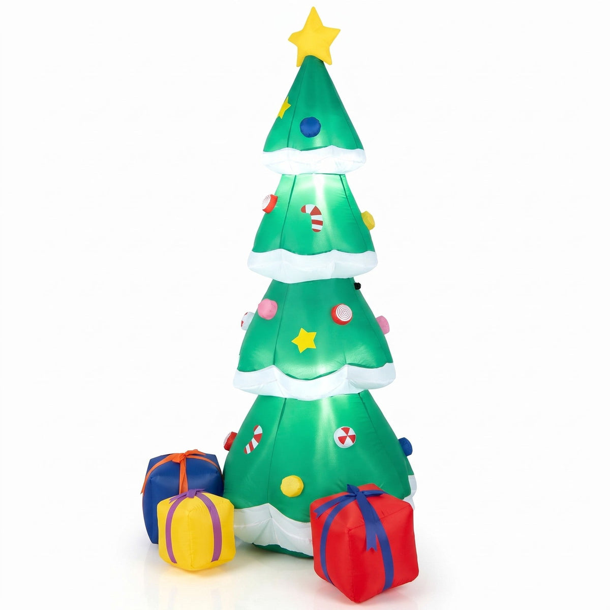 Airfind 6 Feet Tall Blow up Christmas Tree with 3 Gift Boxes, Polyester fabric Frame, 2.5ft x 2.3ft x 6ft Footprint, Multicolored