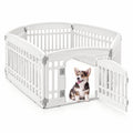 Airfind 6-Panel Plastic Dog Playpen 24 Inch Indoor Outdoor Pet Fence with Locking Door, HDPE Rectangular-shaped Playpen Frame, White