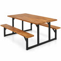 Airfind 6-Person Acacia Wood Picnic Table with 2 Built, of Tabletop 330 lbs Capacity, Acacia Wood Metal Frame, 63 x 61.5 x 29 Footprint, Wood