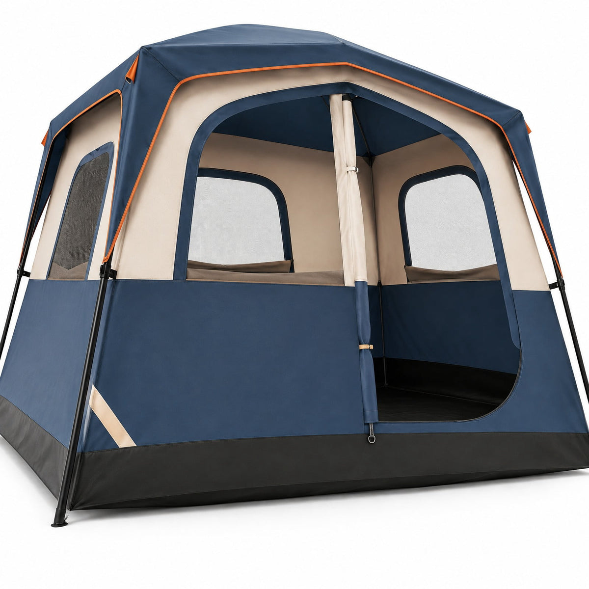 Airfind 6-Person Camping Tent Easy Setup Family Cabin Tent with Top Rainfly Mesh Windows, Fabric Fiberglass Metal Frame, 10 x 9 x 7 ft Footprint