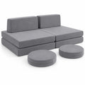Airfind 6 Pieces Modular Kids Play Couch Set with Washable Covers for Living Room Playroom, 50.5 x 28.5 x 9Circular Block Footprint