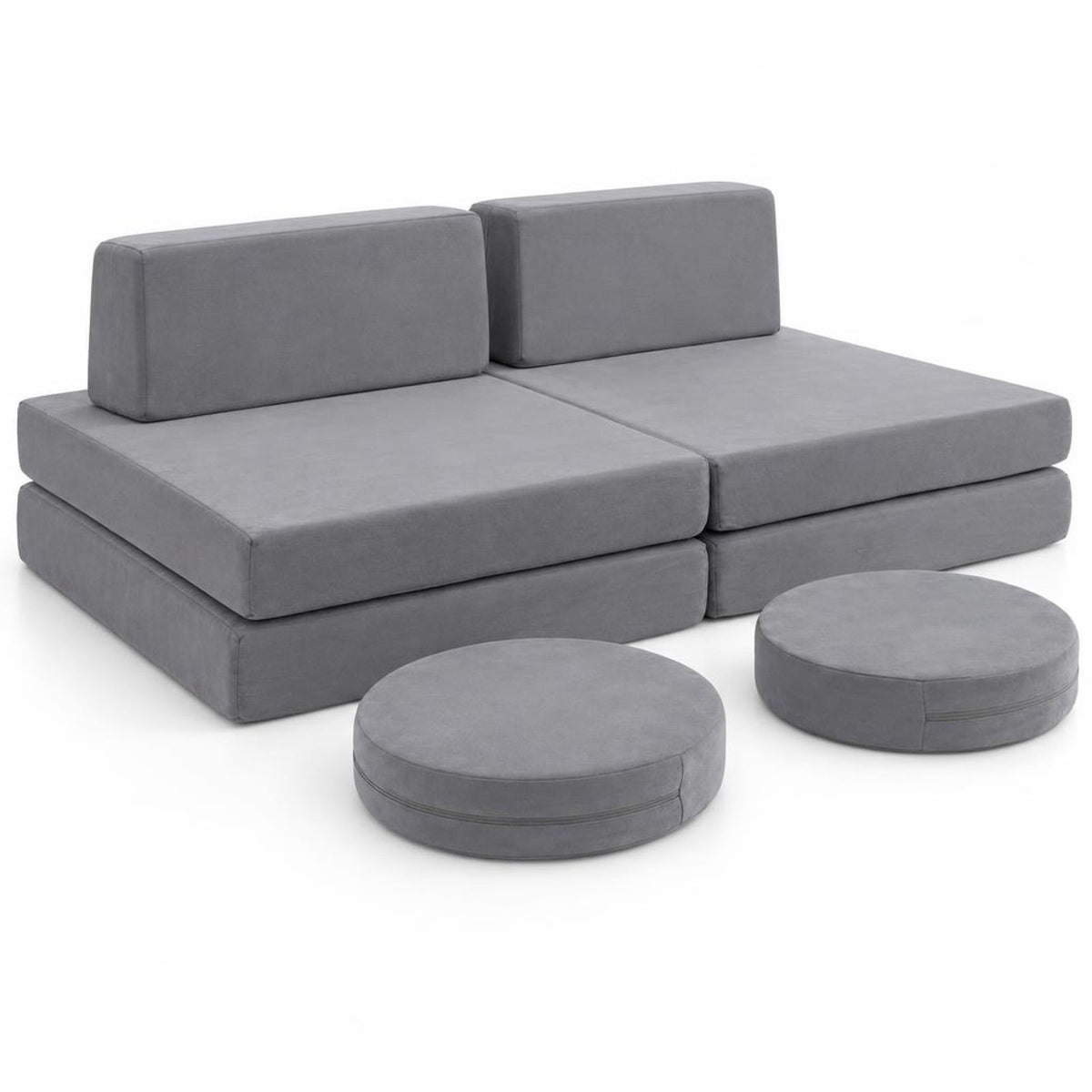 Airfind 6 Pieces Modular Kids Play Couch Set with Washable Covers for Living Room Playroom, 50.5 x 28.5 x 9Circular Block Footprint