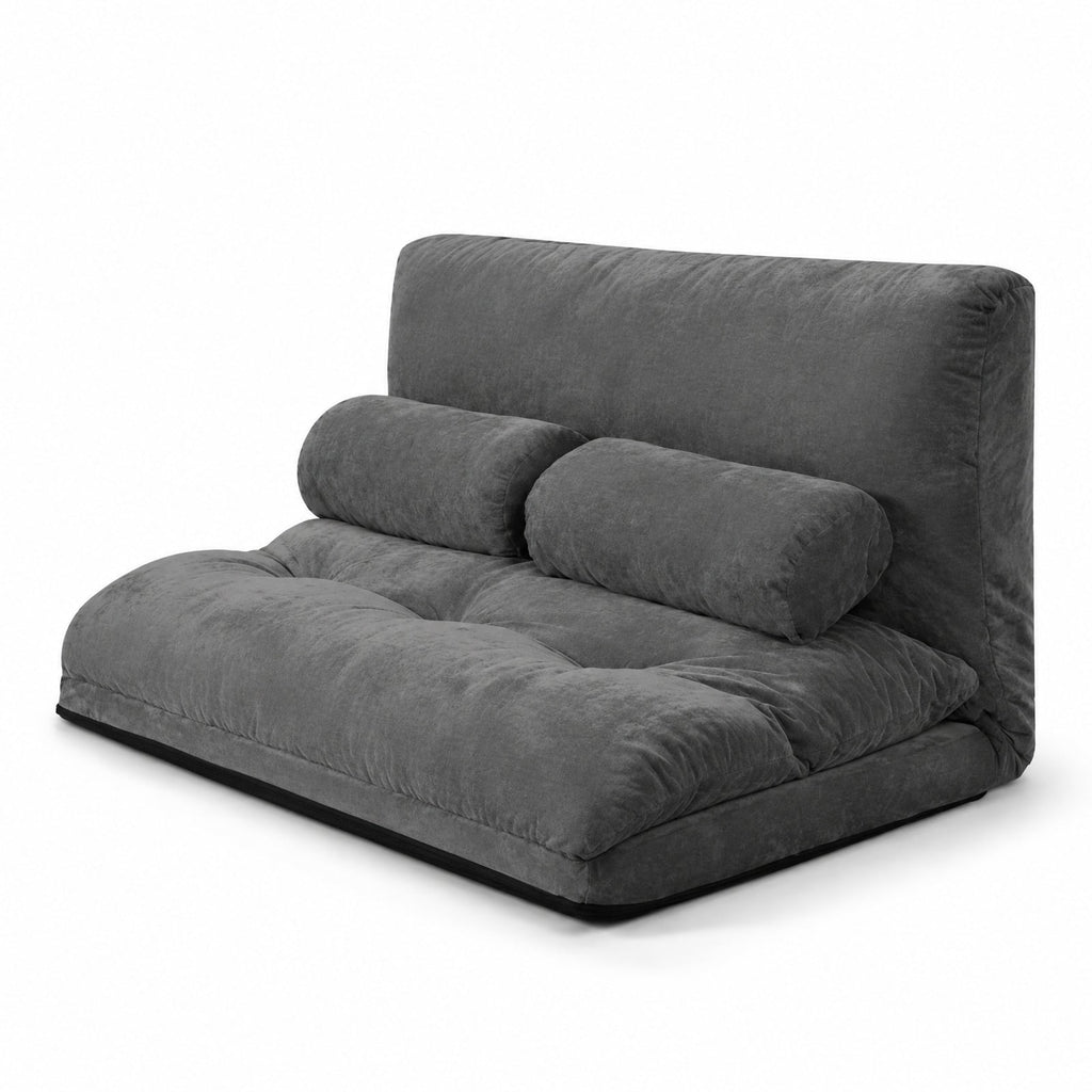 Airfind 6-Position Adjustable Sleeper Lounge Couch with 2 Pillows, Steel Corduroy Sponge Flat Frame, 71 Inch x 42.5 Inch x 7 Inch Footprint, Gray
