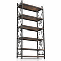 Airfind 6-Tier Bookshelf Industrial Bookcase with 2 Anti-Tipping Kits and Metal Frame, 44 lbs Capacity, Metal Engineered Wood Frame, Brown