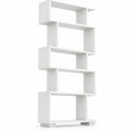 Airfind 6-Tier Geometric Bookshelf with 2 Anti-Tipping Kits for Home Office, 11 lbs Capacity, Engineered Wood Frame, 24 x 8 x 64 Footprint, White