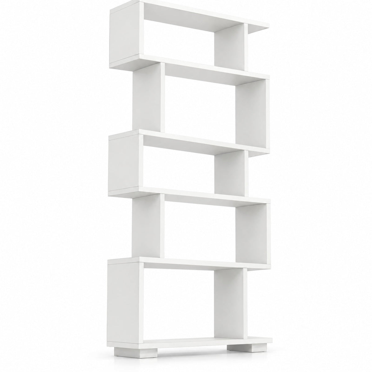Airfind 6-Tier Geometric Bookshelf with 2 Anti-Tipping Kits for Home Office, 11 lbs Capacity, Engineered Wood Frame, 24 x 8 x 64 Footprint, White