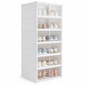 Airfind 6-Tier Shoe Organizer with Clear Doors and Portable Design for 12 Pairs, PP Frame, 17.5in x 13.5in x 42.5in Footprint, White