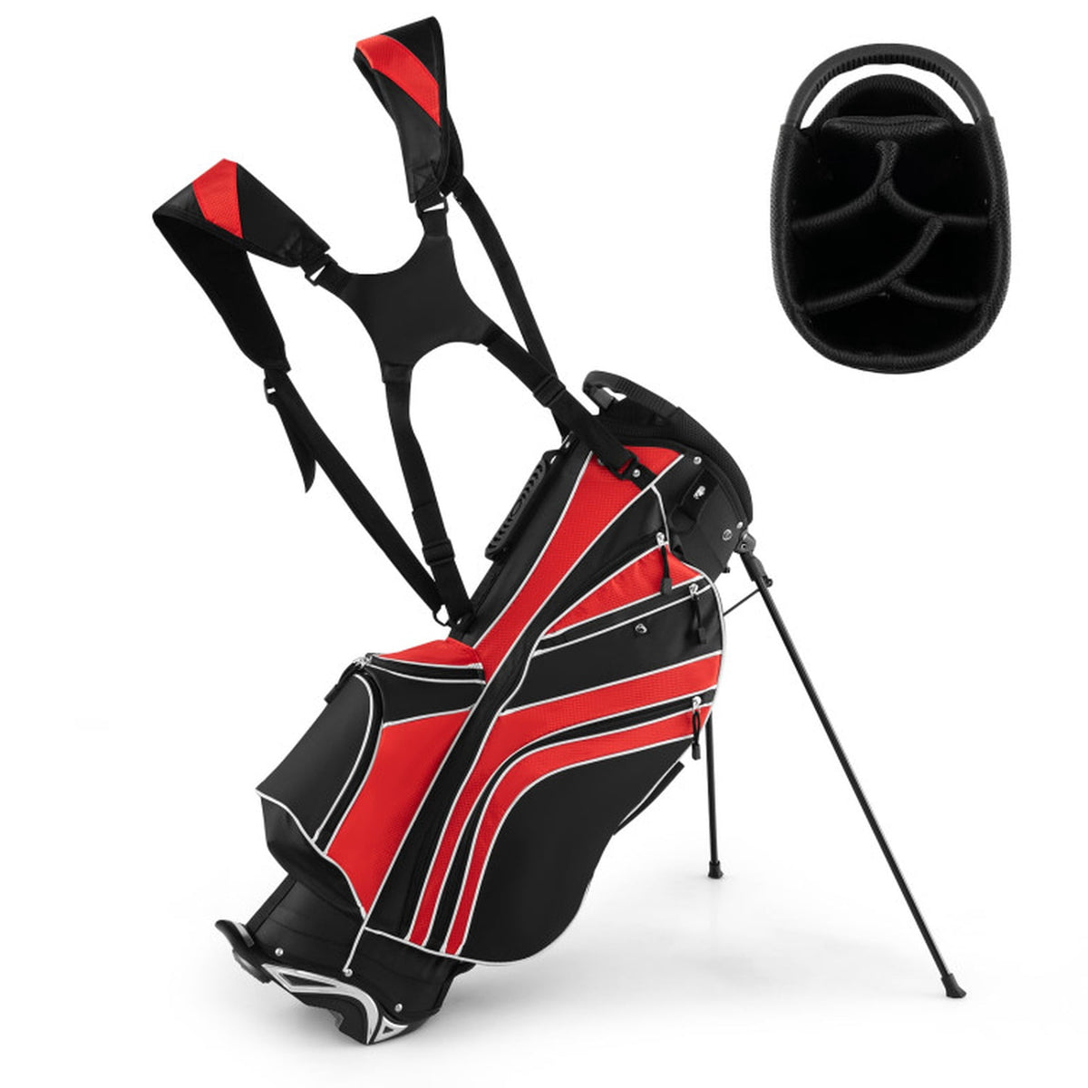 Airfind 6-Way Top Stand Bag with Auto-Deploy Legs and 8 Storage Pockets, Red