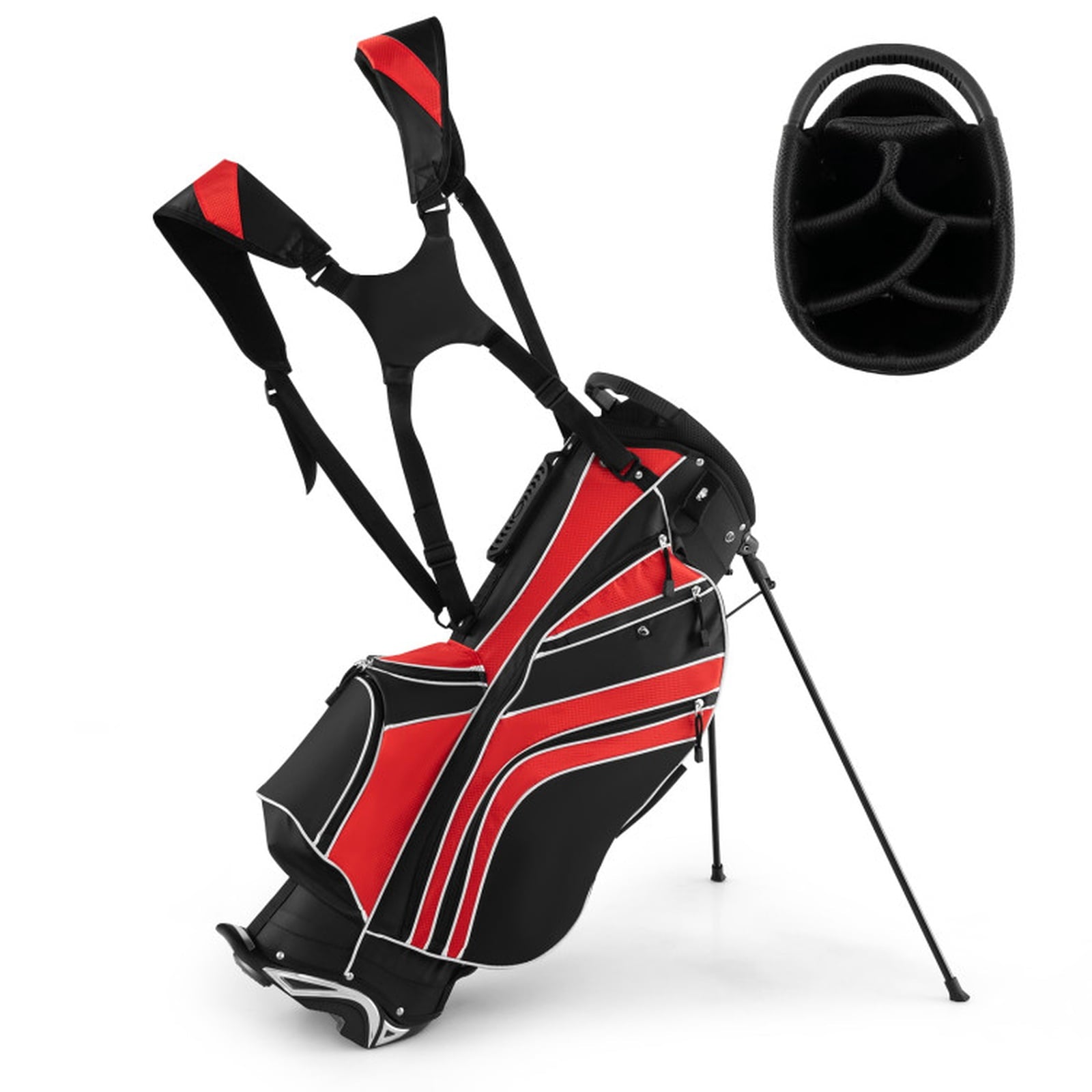 Airfind 6-Way Top Stand Bag with Auto-Deploy Legs and 8 Storage Pockets, Red