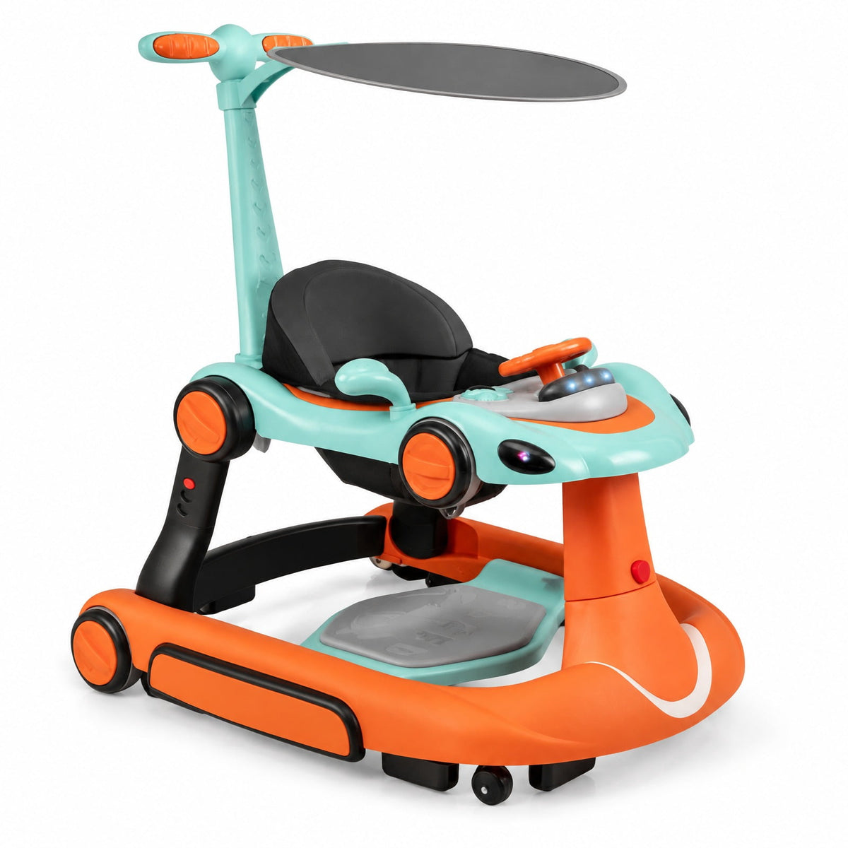 Airfind 6-in-1 Baby Walker with Canopy Portable Activity Center Bouncer Rocker Combo with Music, 27 lbs Capacity, PP ABS Fabric Sponge Frame, Green