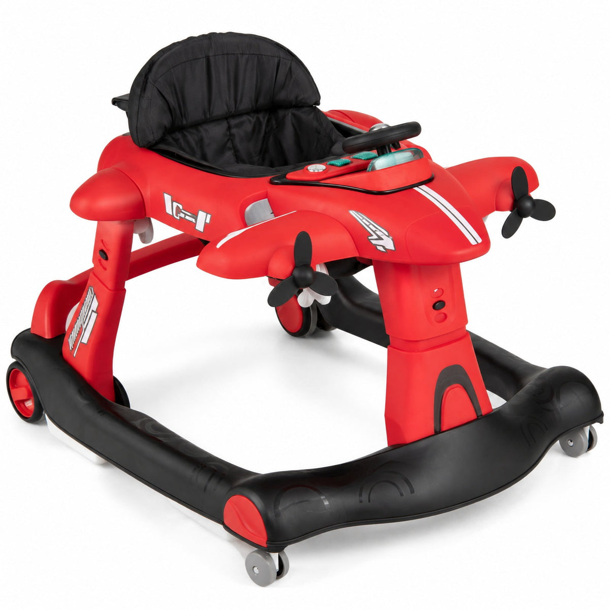Airfind 6-in-1 Baby Walker with Wheels and Detachable Play Platform for Kids Aged 6-18 Months Old, 29in x 23.5in x 20.5inFolded Footprint, Red