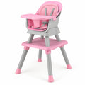 Airfind 6-in-1 Convertible Youth High Chair featuring Adjustable Removable Tray, 55 lbs Capacity, PP PU Fabric Frame, for 6-36 Months, Pink