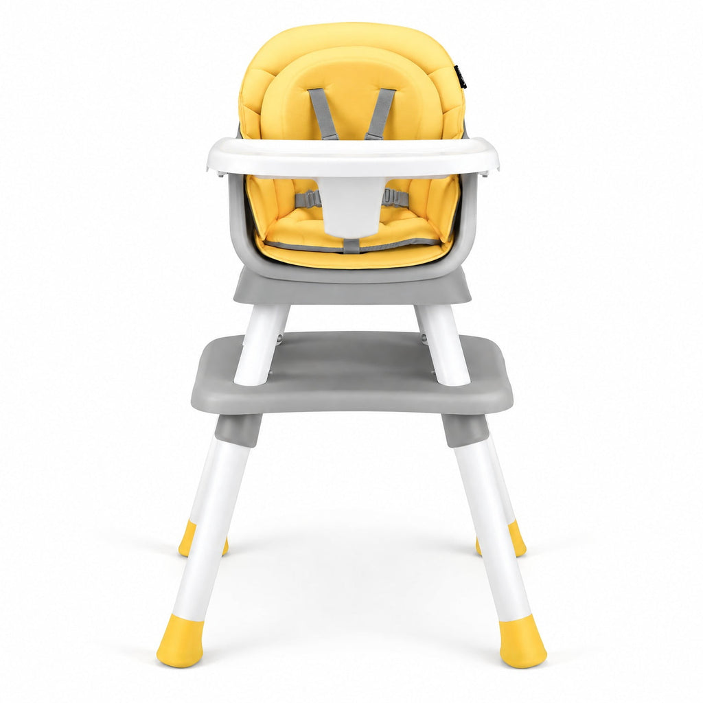 Airfind 6-in-1 Convertible Youth High Chair featuring Adjustable Removable Tray, 55 lbs Capacity, PP PU Fabric Frame, for 6-36 Months, Yellow