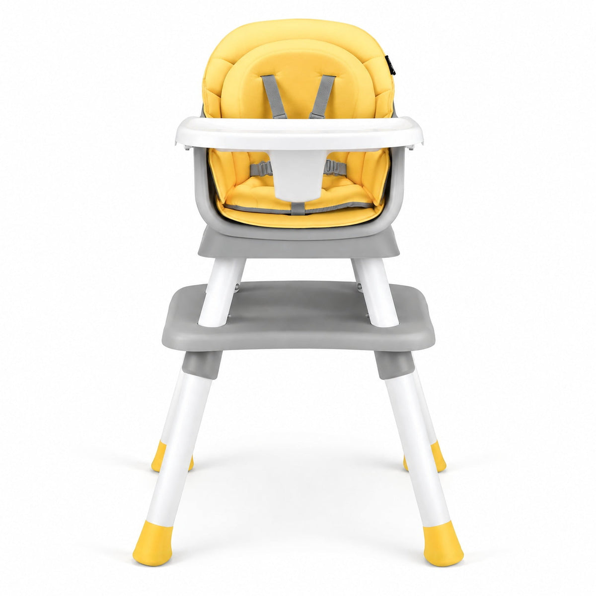 Airfind 6-in-1 Convertible Youth High Chair featuring Adjustable Removable Tray, 55 lbs Capacity, PP PU Fabric Frame, for 6-36 Months, Yellow
