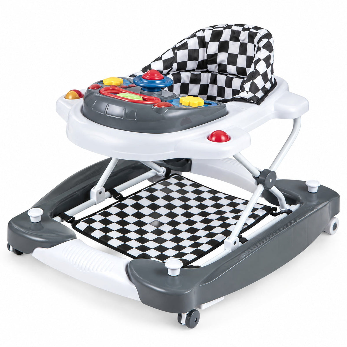 Airfind 6-in-1 Foldable Youth Walker featuring Adjustable Height, 26.5 lbs Capacity, PP Frame, for 6-14 Months, 28 Inch x 24 Inch x 19.5 Inch, Gray
